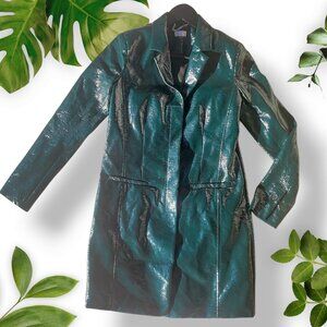 Stunning Patent Green Long Coat, Sz XS